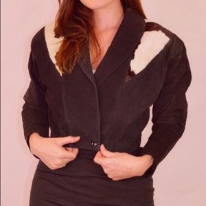 Vintage cow suede leather cropped jacket